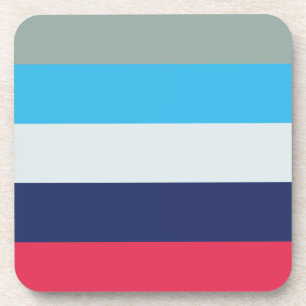 Blue and Burgundy Stripes Square Getränkeuntersetzer