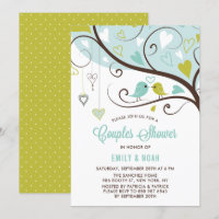 Blue and Chartreuse Love Birds Couples Dusche