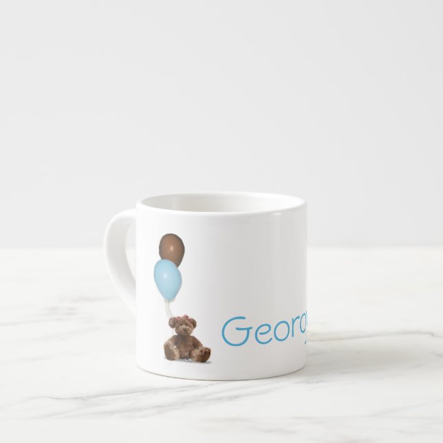Blue and Chocolate Balloons Teddy Bears Baby Tasse (Vorderseite Links)