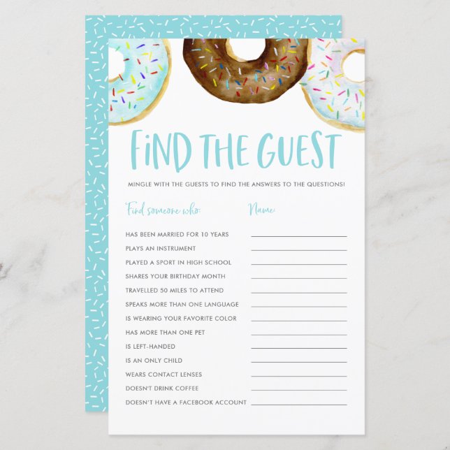 Blue and Chocolate Donuts Finden Sie das Gast Game (Vorne/Hinten)