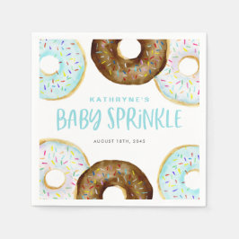 Blue and Chocolate Sprinkle Donuts Baby Sprinkle Serviette