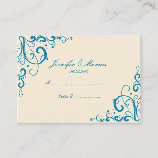 Blue and Cream Blüh Wedding Cards Platzkarte