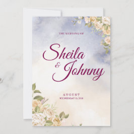 Blue and Cream Flower Watercolor Elegance Wedding Einladung