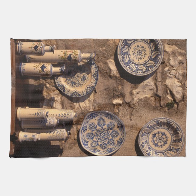 Blue and Cream Pottery Umbria Poster Plaque iPad A Geschirrtuch (Horizontal)