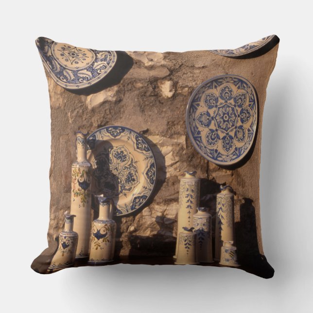 Blue and Cream Pottery Umbria Poster Plaque Kissen (Vorderseite)