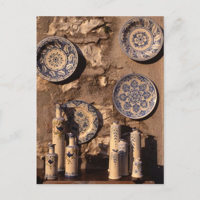 Blue and Cream Pottery Umbria Poster Postkarte (Vorderseite)