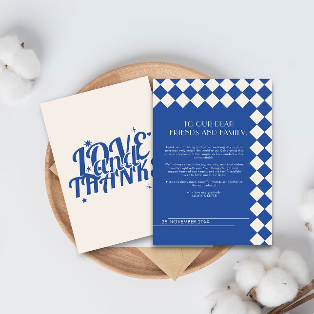 Blue and Cream Retro Bold Liebe & Danke Wedding (Von Creator hochgeladen)