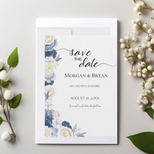 Blue and Cream Watercolor Rett-the-Date-Einladung Einladung