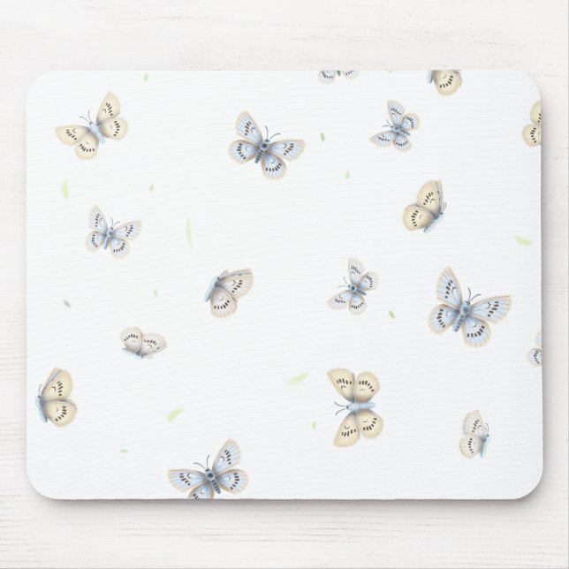 Blue and Crème Butterfys Charming Garden Fauna Mousepad (Vorne)