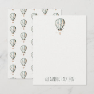 Blue and Creme Vintag Hot Air Ballon Kinder Mitteilungskarte