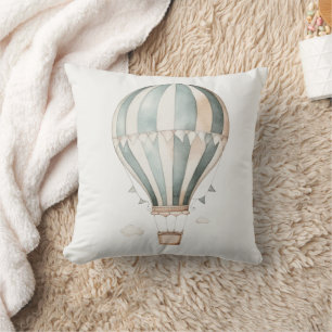 Blue and Creme Vintag Hot Air Ballon Kissen