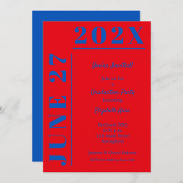 Blue and Crimson Graduation Party Einladung