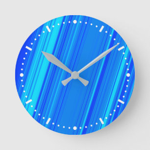 Blue and Cyan Lines Pattern Wall Clock Runde Wanduhr