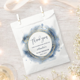 Blue and Faux Gold Circles Baby Shower Favor Bag Geschenktütchen