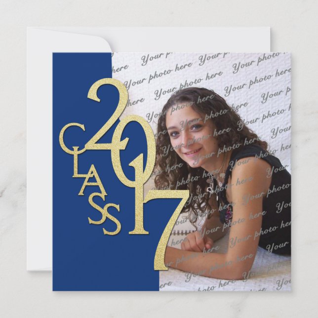 Blue and Gold 2017 Abschluss Einladung (Vorderseite)