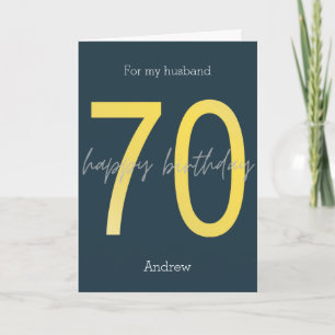 Blue and Gold 70. Geburtstagskarte Karte