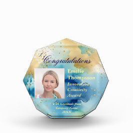 Blue and Gold Abstrakt Innovation Creativity Award Fotoblock