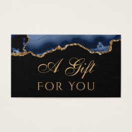 Blue and Gold Agate auf Black Gift Card