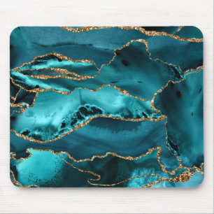 Blue and Gold Agate Mousepad