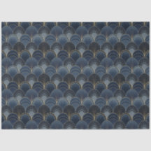 Blue and Gold Art Deco Scallop Luxus Decoupage