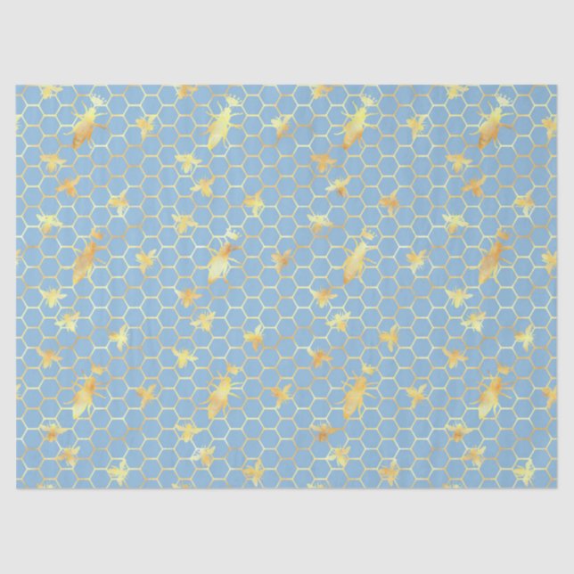 Blue and Gold Bees Series Design #17 Seidenpapier (Vorderseite)
