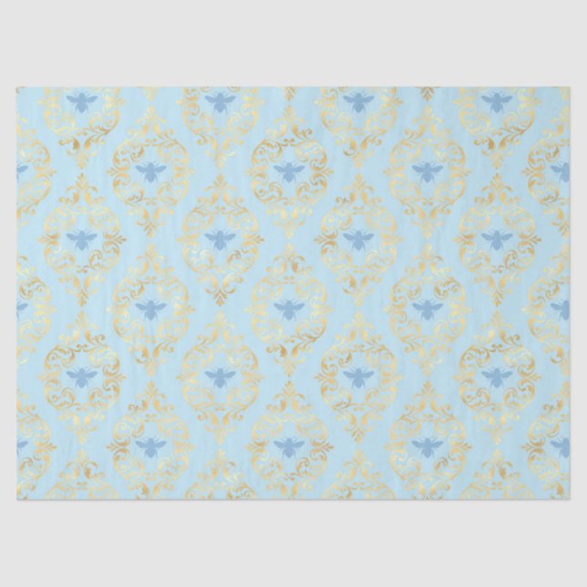 Blue and Gold Bees Series Design #5 Seidenpapier (Vorderseite)