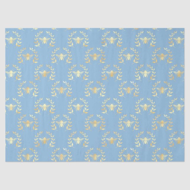 Blue and Gold Bees Series Design #9 Seidenpapier (Vorderseite)
