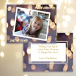 Blue and Gold Bokeh Glitzern Weihnachts-Foto Feiertagskarte<br><div class="desc">Personalisierte Weihnachtskarten. Hübsche Weihnachtsblauen und goldene Buch-Glitzern Urlaubskarte.</div>