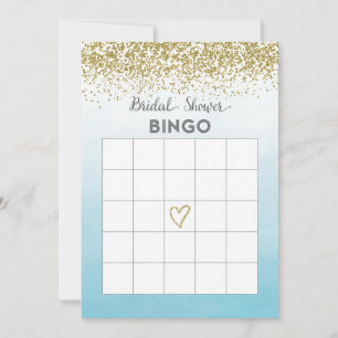 Blue and Gold Brautparty Bingo Card Einladung