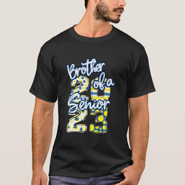 Blue And Gold Brother Of A Senior 2023 School Grad T-Shirt (Vorderseite)