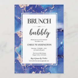 Blue and Gold Brunch & Bubbly Einladung