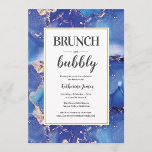 Blue and Gold Brunch & Bubbly Invasion Einladung
