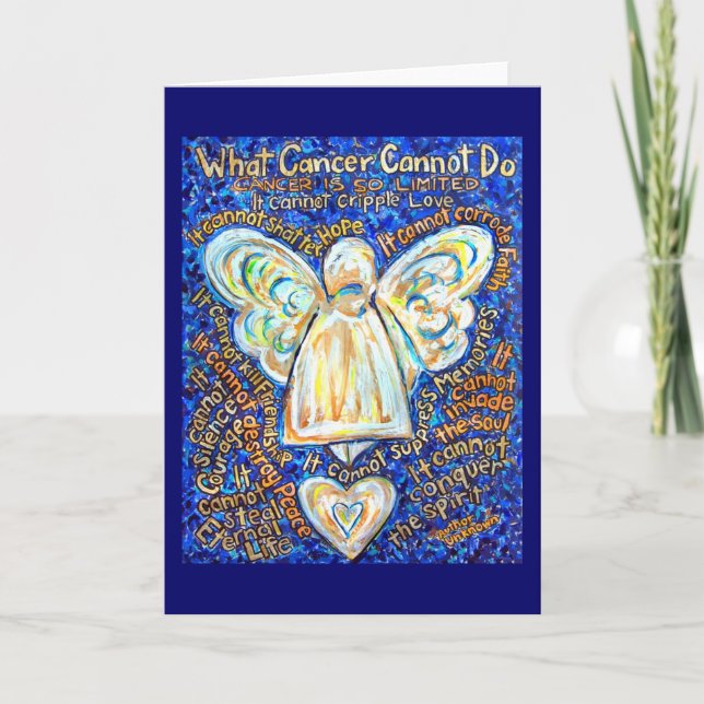 Blue and Gold Cancer Angel Card Karte (Vorderseite)
