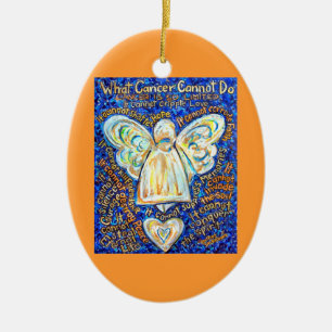 Blue and Gold Cancer Angel Ornament Customized
