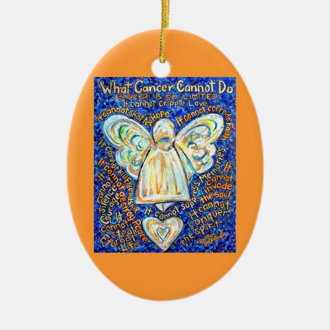 Blue and Gold Cancer Angel Ornament Customized (Vorne)