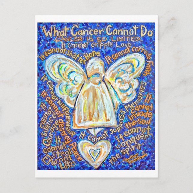Blue and Gold Cancer Angel Postcard Postkarte (Vorderseite)