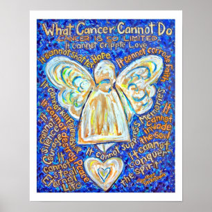 Blue and Gold Cancer Angel Poster (White Edge)