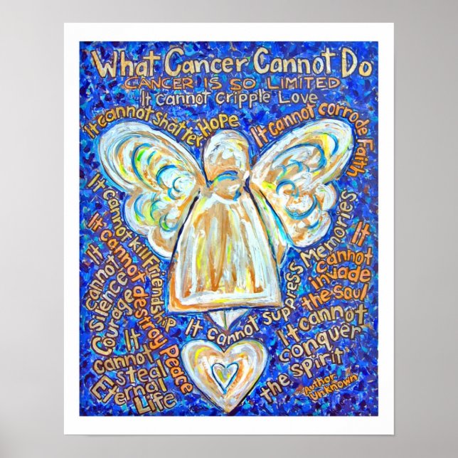 Blue and Gold Cancer Angel Poster (White Edge) (Vorne)