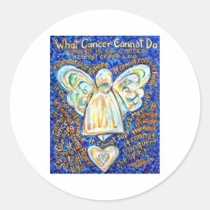 Blue and Gold Cancer Angel Round Aufkleber