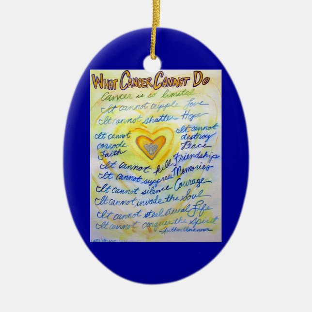 Blue and Gold Cancer Heart Ornament Customized (Vorne)