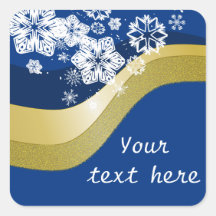 Blue and Gold Christmas Theme Label
