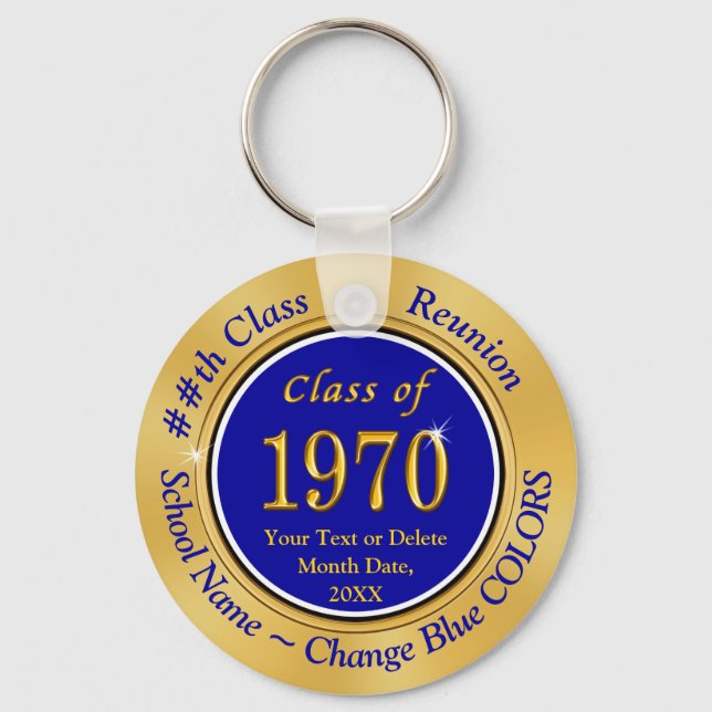 Blue and Gold Class of 1970 Personalisiert Wieders Schlüsselanhänger (Vorderseite)