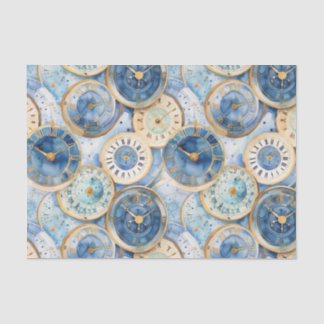 Blue and Gold Clock Pattern Seidenpapier