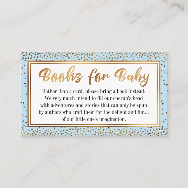 Blue and Gold Confetti Book Request Insert Cards (Vorderseite)