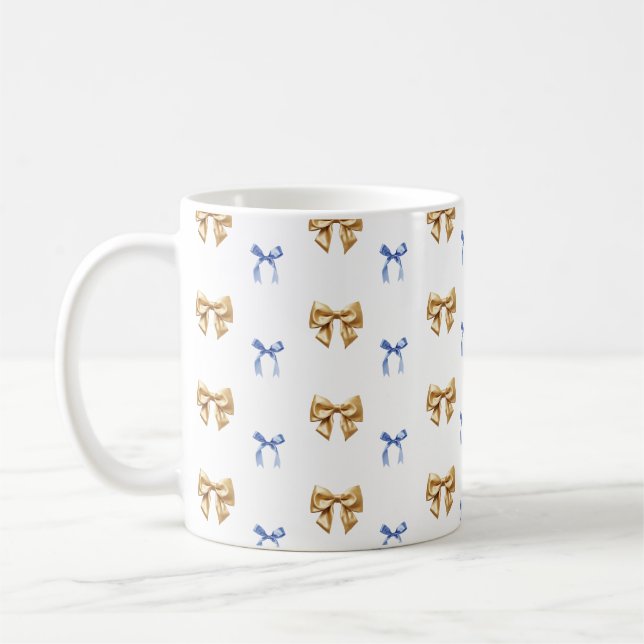 Blue and Gold Coquette Bow Kaffeetasse (Links)
