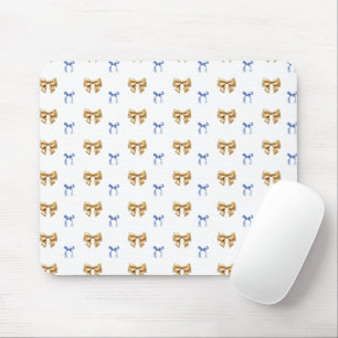 Blue and Gold Coquette Bow Mousepad