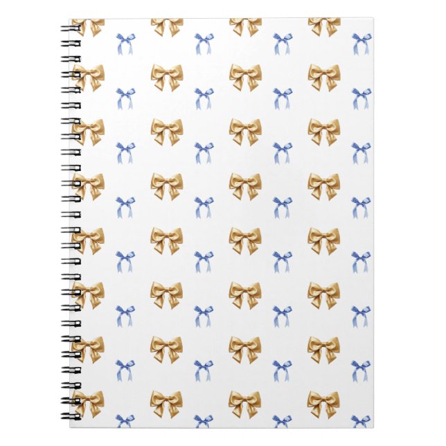Blue and Gold Coquette Bow Notizblock (Vorderseite)
