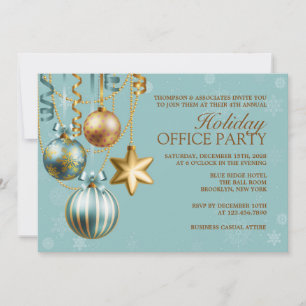 Blue and Gold Corporate Holiday Party Einladung