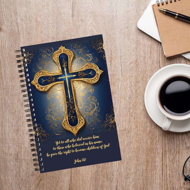 Blue and Gold Cross verbringen Zeit mit dem "God J Notizbuch (Von Creator hochgeladen)