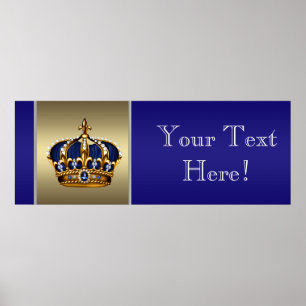 Blue and Gold Crown Prince Baby Duschbanner Poster